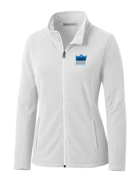 White Womens Microfleece Jacket w/Kingsview Partners Logo