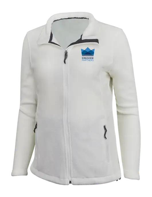 Womens White Fleece Jacket w/Kingsview Partners Logo