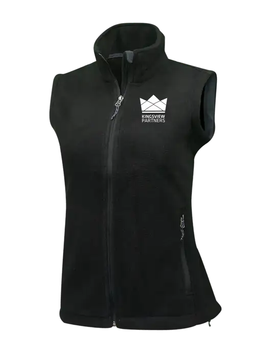 Womens Black Fleece Vest w/Kingsview Partners Logo
