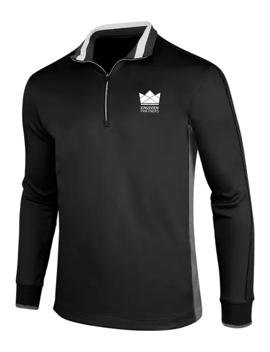 NIKE Black/Dark Grey/White Dry-Fit 1/2 Zip Cover-Up w/Kingsview Partners Logo