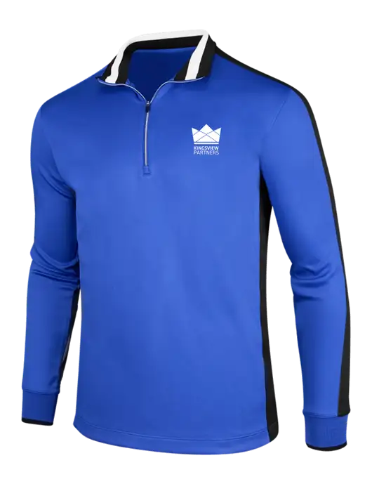 NIKE Game Royal/Black/White Dry-Fit 1/2 Zip Cover-Up w/Kingsview Partners Logo
