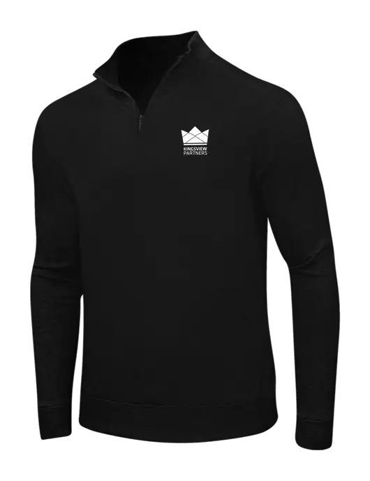 Deep Black/Charcoal Heather Interlock 1/4 Zip w/Kingsview Partners Logo