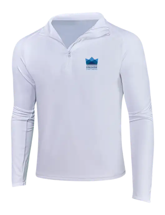 White Sport Wick Stretch 1/4 Zip Pullover w/Kingsview Partners Logo