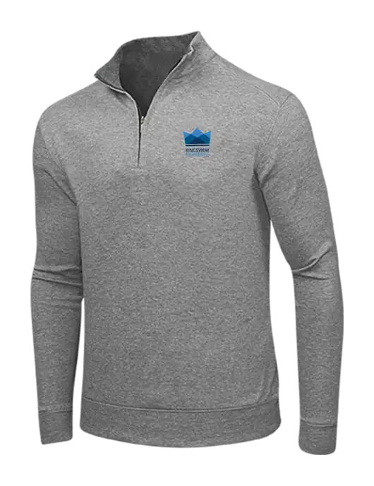 Medium Heather Grey/Charcoal Heather Interlock 1/4 Zip w/Kingsview Partners Logo