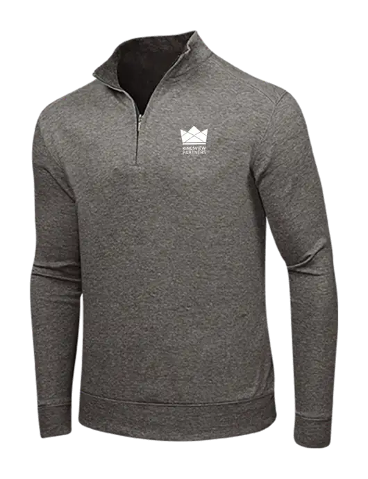 Charcoal Heather/Medium Heather Grey Interlock 1/4 Zip w/Kingsview Partners Logo