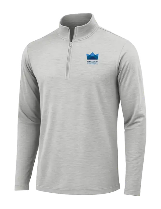 Light Grey Heather Posicharge Tri-Blend Wicking 1/4 Zip Pullover w/Kingsview Partners Logo