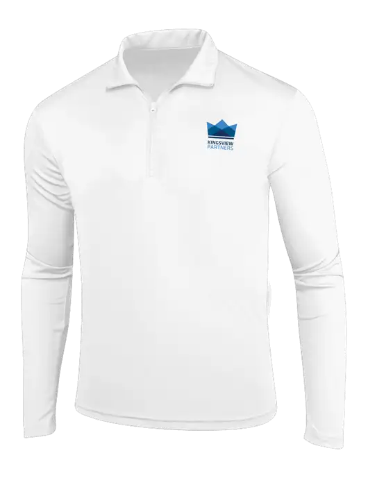 White PosiCharge Competitor 1/4 Zip Pullover w/Kingsview Partners Logo