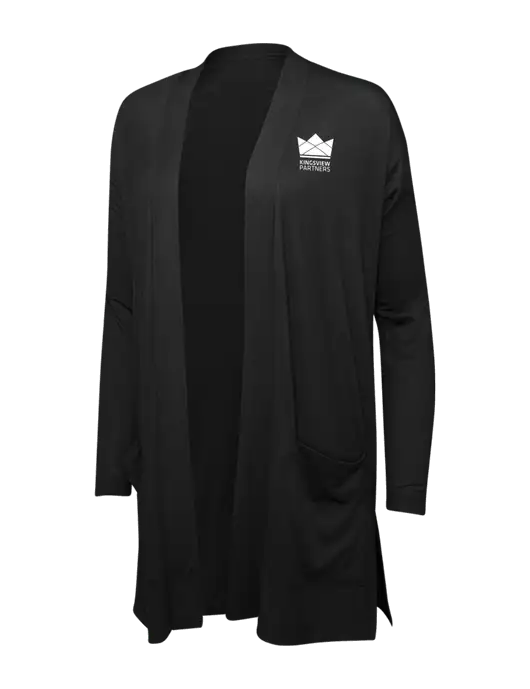 Black Womens Concept Long Pocket Cardigan w/Kingsview Partners Logo