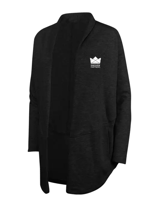 Deep Black/Charcoal Heather Womens Interlock Cardigan w/Kingsview Partners Logo