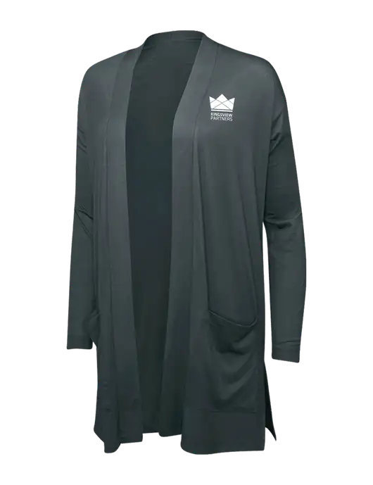 Smoke Grey Womens Concept Long Pocket Cardigan w/Kingsview Partners Logo