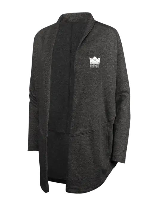 Charcoal Heather/ Medium Heather Grey Womens Interlock Cardigan w/Kingsview Partners Logo