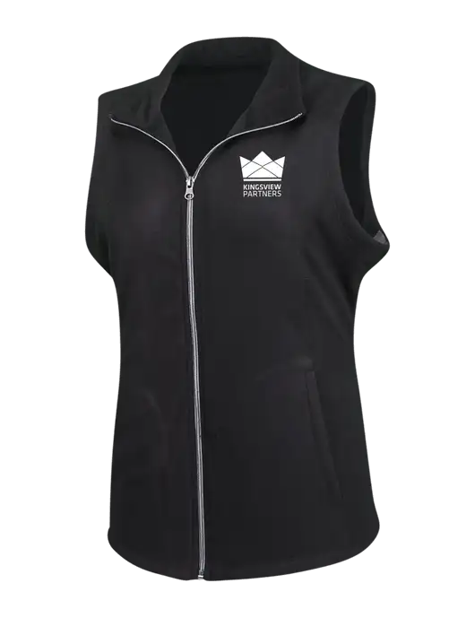 Black Womens Microfleece Vest w/Kingsview Partners Logo