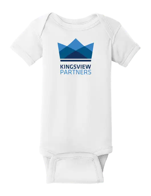 Rabbit Skins White Infant Short Sleeve Baby Rib Bodysuit w/Kingsview Partners Logo