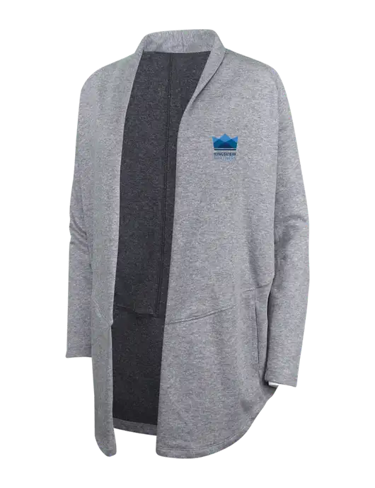 Medium Heather Grey/Char Heather Womens Interlock Cardigan w/Kingsview Partners Logo