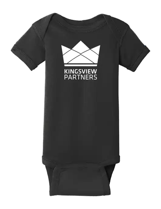 Rabbit Skins Black Infant Short Sleeve Baby Rib Bodysuit w/Kingsview Partners Logo