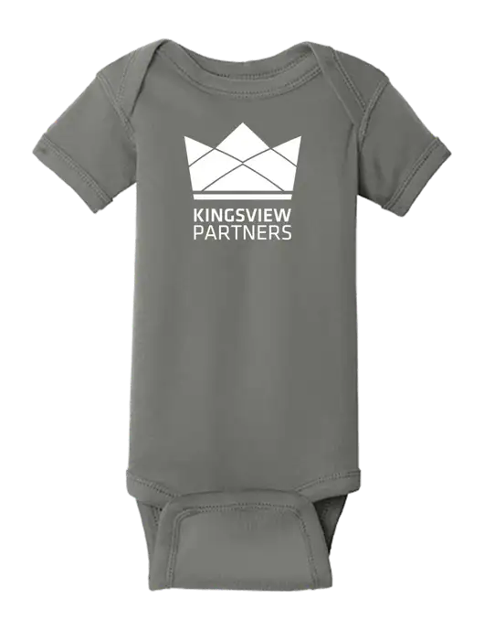 Rabbit Skins Charcoal Infant Short Sleeve Baby Rib Bodysuit w/Kingsview Partners Logo