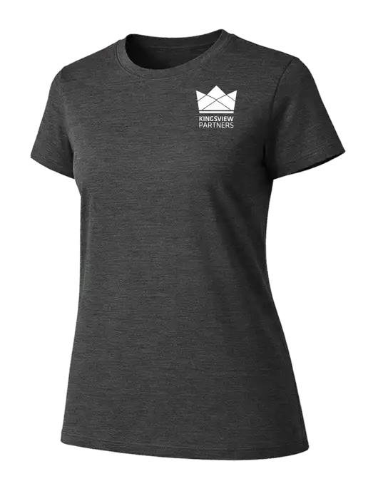 Womens Ring Spun Dark Heather Grey 4.5 oz T-Shirt w/Kingsview Partners Logo