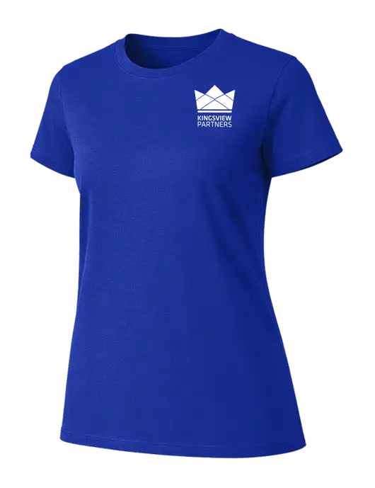Womens Ring Spun Royal 4.5 oz T-Shirt w/Kingsview Partners Logo