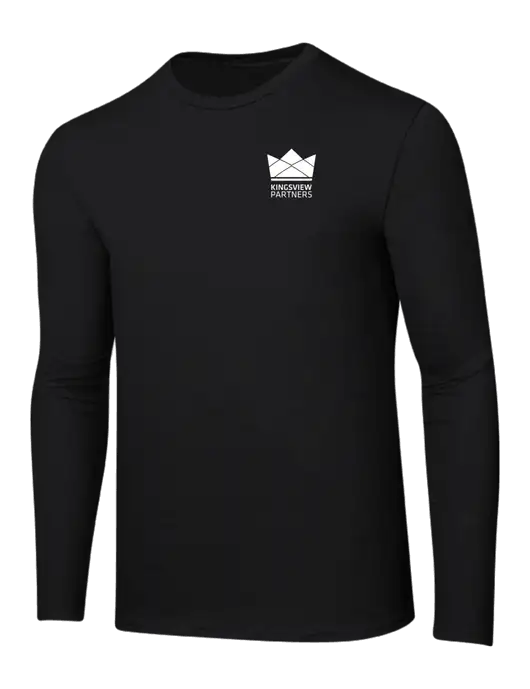 Ring Spun Jet Black 4.5 oz Long Sleeve T-Shirt w/Kingsview Partners Logo