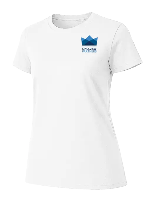Womens Ring Spun White 4.5 oz T-Shirt w/Kingsview Partners Logo