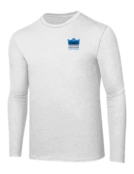 Ring Spun White 4.5 oz Long Sleeve T-Shirt w/Kingsview Partners Logo