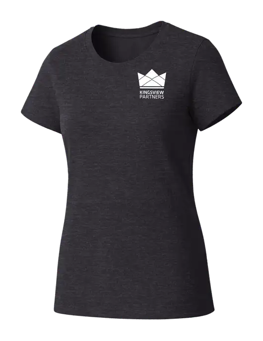 Womens Seriously Soft Heathered Charcoal T-Shirt w/Kingsview Partners Logo