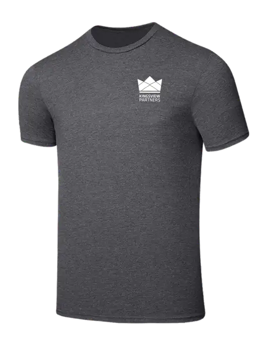 Seriously Soft Heathered Charcoal T-Shirt w/Kingsview Partners Logo