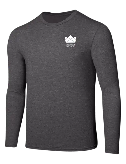 Seriously Soft Heathered Charcoal Long Sleeve T-Shirt w/Kingsview Partners Logo