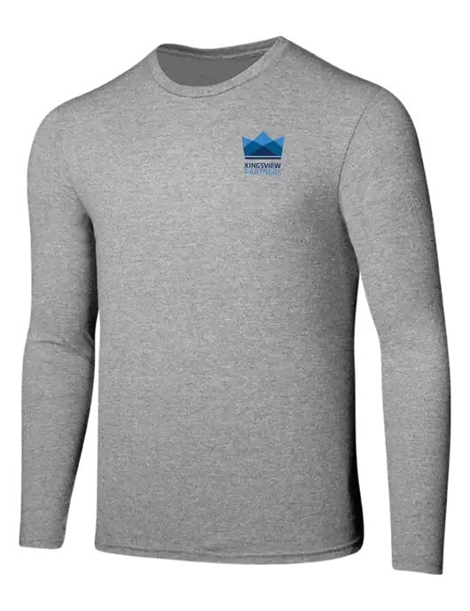 Seriously Soft Light Heathered Grey Long Sleeve T-Shirt w/Kingsview Partners Logo