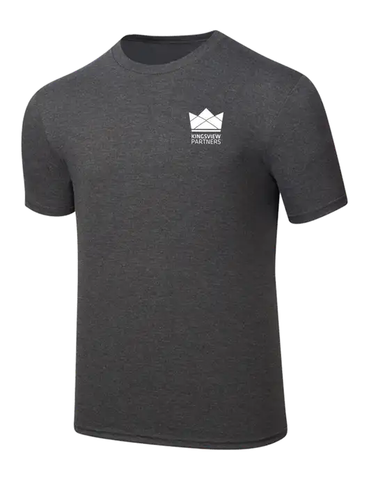 Simply Soft Heathered Charcoal 4.5oz  Poly/Combed Ring Spun Cotton T-Shirt w/Kingsview Partners Logo