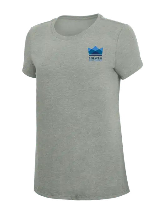 Womens Simply Soft Grey Frost 4.5oz  Poly/Combed Ring Spun Cotton T-Shirt w/Kingsview Partners Logo