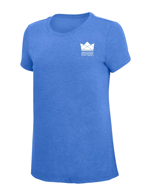 Womens Simply Soft Royal Frost 4.5oz  Poly/Combed Ring Spun Cotton T-Shirt w/Kingsview Partners Logo