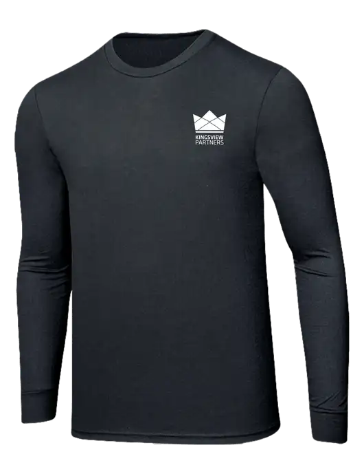 Simply Soft Long Sleeve Black Frost 4.5 oz, Poly/Combed Ring Spun Cotton T-Shirt w/Kingsview Partners Logo