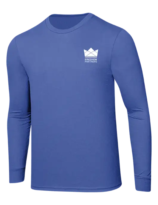 Simply Soft Long Sleeve Royal Frost 4.5 oz, Poly/Combed Ring Spun Cotton T-Shirt w/Kingsview Partners Logo
