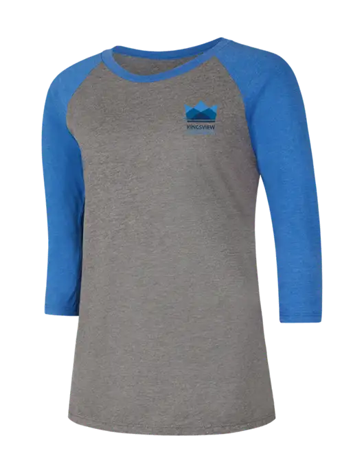 Womens Simply Soft 3/4 Sleeve Royal Frost/Grey Ring Spun Cotton T-Shirt w/Kingsview Partners Logo