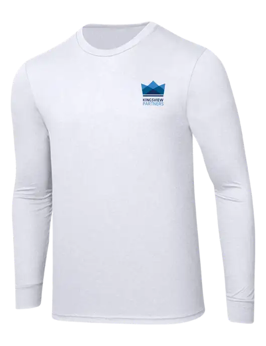 Simply Soft Long Sleeve White 4.5 oz, Poly/Combed Ring Spun Cotton T-Shirt w/Kingsview Partners Logo