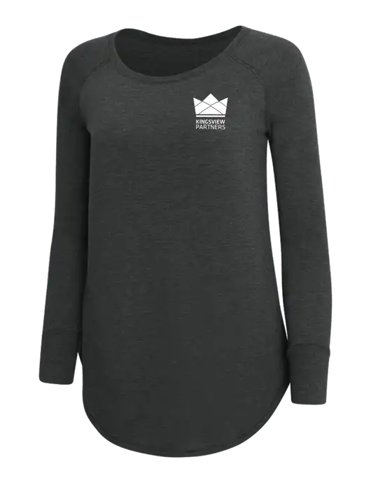 Womens Perfect Wide Collar Tunic Tri-Blend Black Frost 4.5 oz T-Shirt w/Kingsview Partners Logo