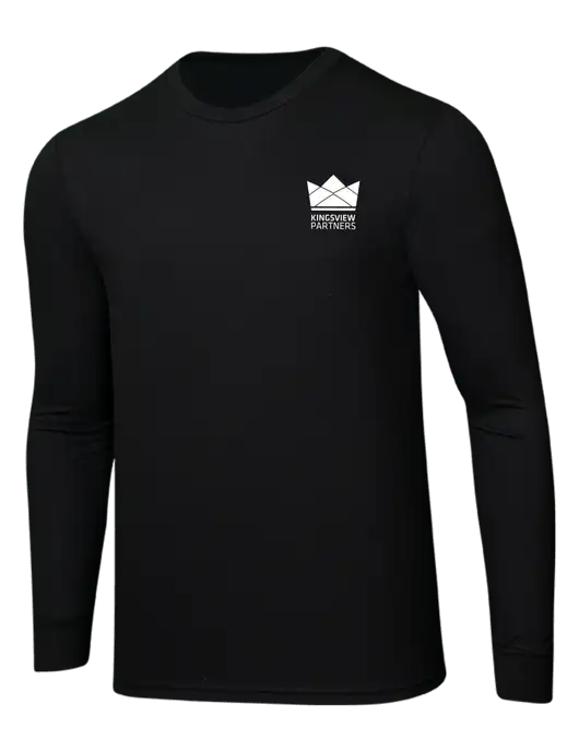 Simply Soft Long Sleeve Black 4.5 oz, Poly/Combed Ring Spun Cotton T-Shirt w/Kingsview Partners Logo