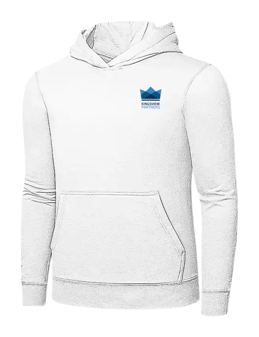 White 7.8 oz Ring Spun Hooded Sweatshirt w/Kingsview Partners Logo