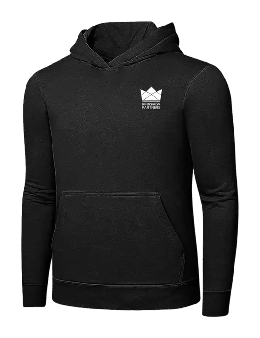 Jet Black 7.8 oz Ring Spun Hooded Sweatshirt w/Kingsview Partners Logo