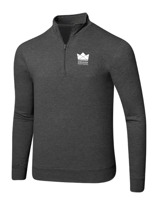 Dark Heather Grey 8.5 oz Ring Spun 1/4 Zip Pullover Sweatshirt w/Kingsview Partners Logo