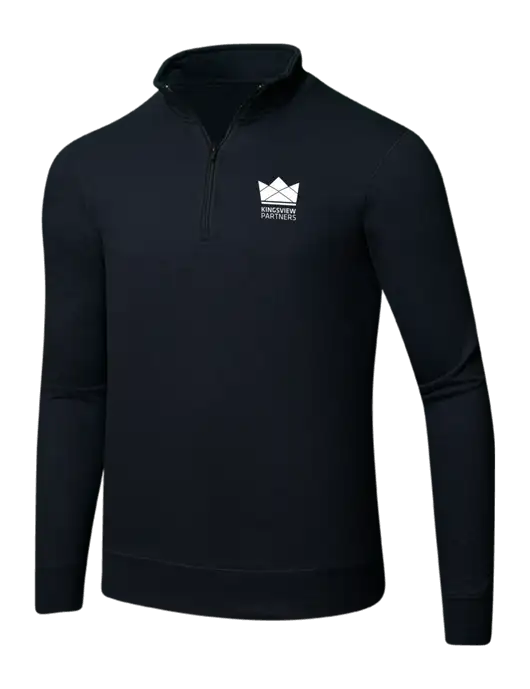 Jet Black 8.5 oz Ring Spun 1/4 Zip Pullover Sweatshirt w/Kingsview Partners Logo