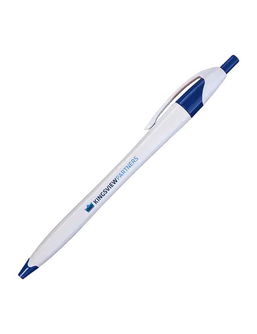 Novella White/Royal Classic Pen - Blue Ink w/Kingsview Partners Logo
