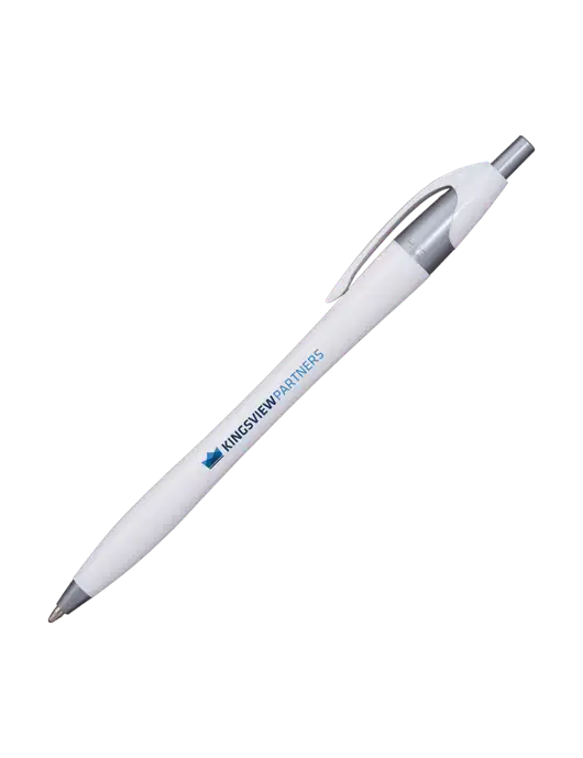Novella White/Silver Shimmer Pen - Blue Ink w/Kingsview Partners Logo