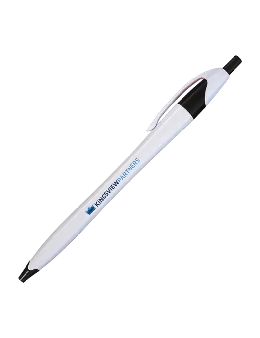 Novella White/Black Classic Pen - Blue Ink w/Kingsview Partners Logo