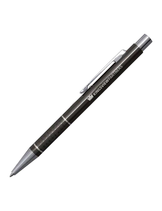St George Gunmetal Pen - Blue Ink w/Kingsview Partners Logo