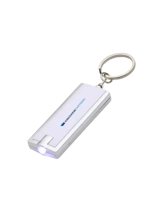Simple Touch White LED Keychain w/Kingsview Partners Logo