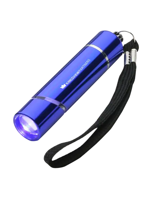 Blue Aluminum Scope LED Flashlight w/Kingsview Partners Logo
