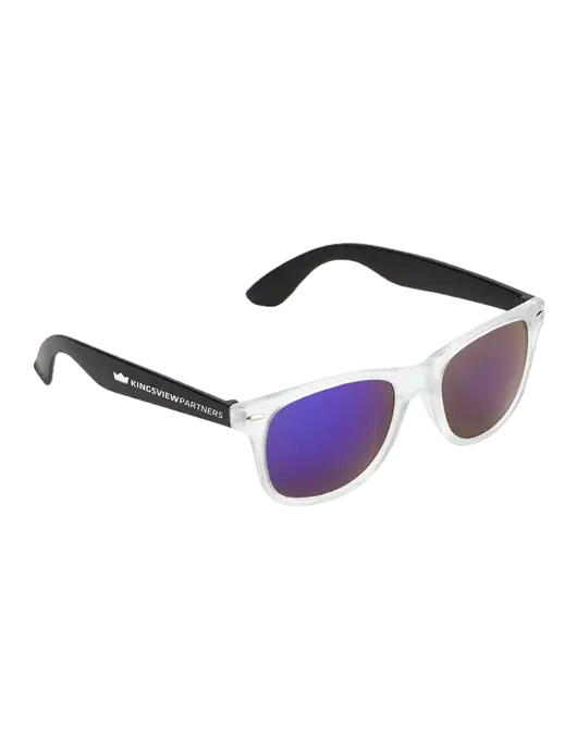 Key West Black Mirrored Sunglasses w/Kingsview Partners Logo