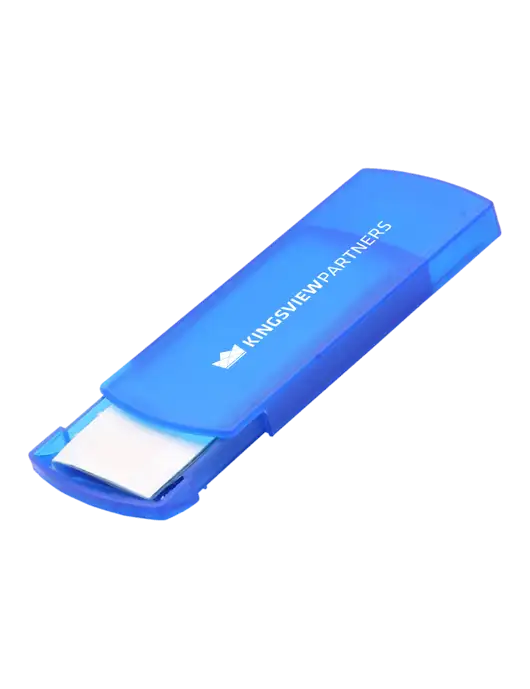 Slide Right Blue Bandage Dispenser w/Kingsview Partners Logo